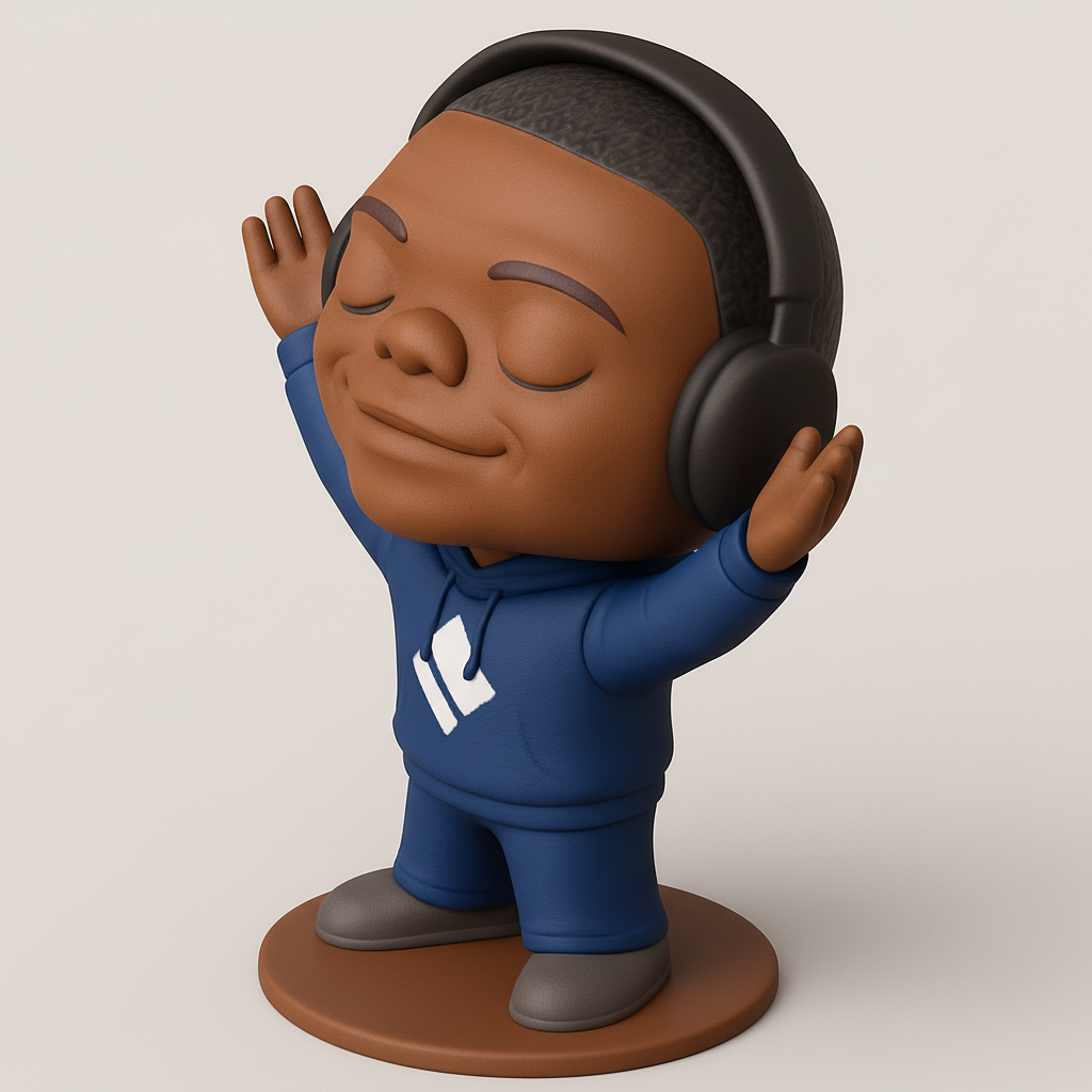 face to 3d model ai-3D portrait printing from photo_Immerse in Sound: Joyful Listener Figurine