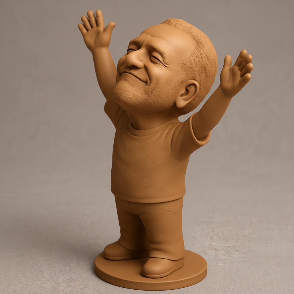 face to 3d model ai-3D portrait printing from photo_Celebrate Joy: Happy Man Desk Figurine 3D Print