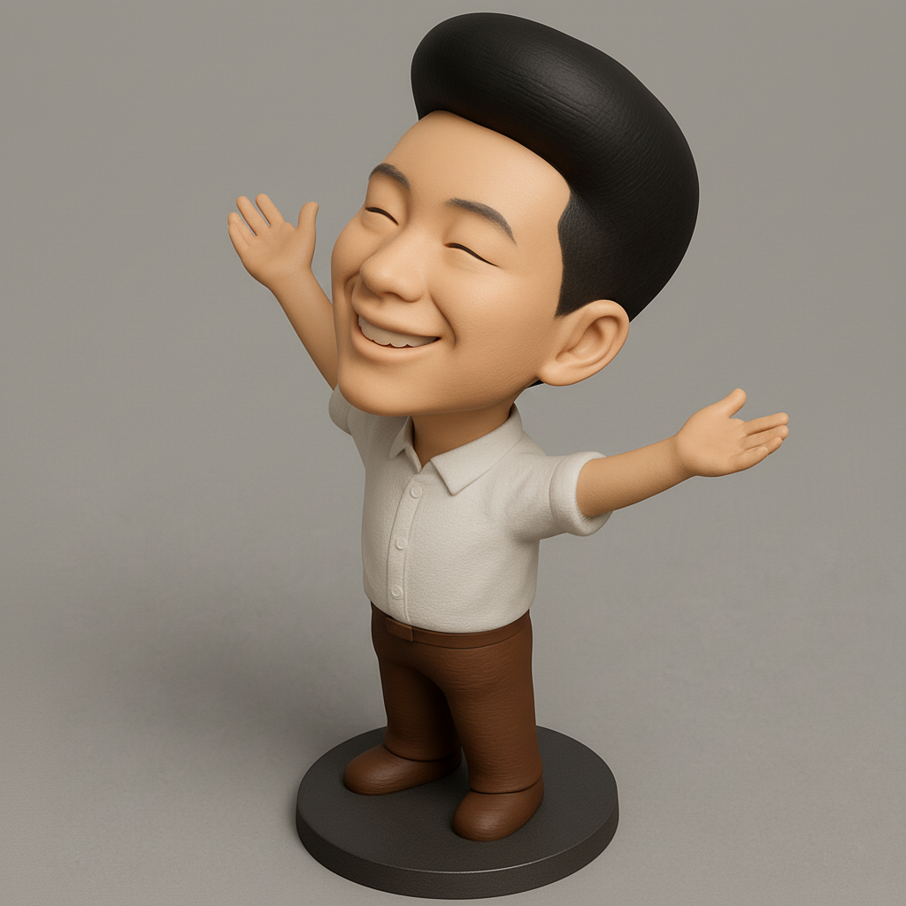 face anatomy 3d model-create 3d face model from photo_Joyful Man Figurine: Embrace Happiness with Open Arms