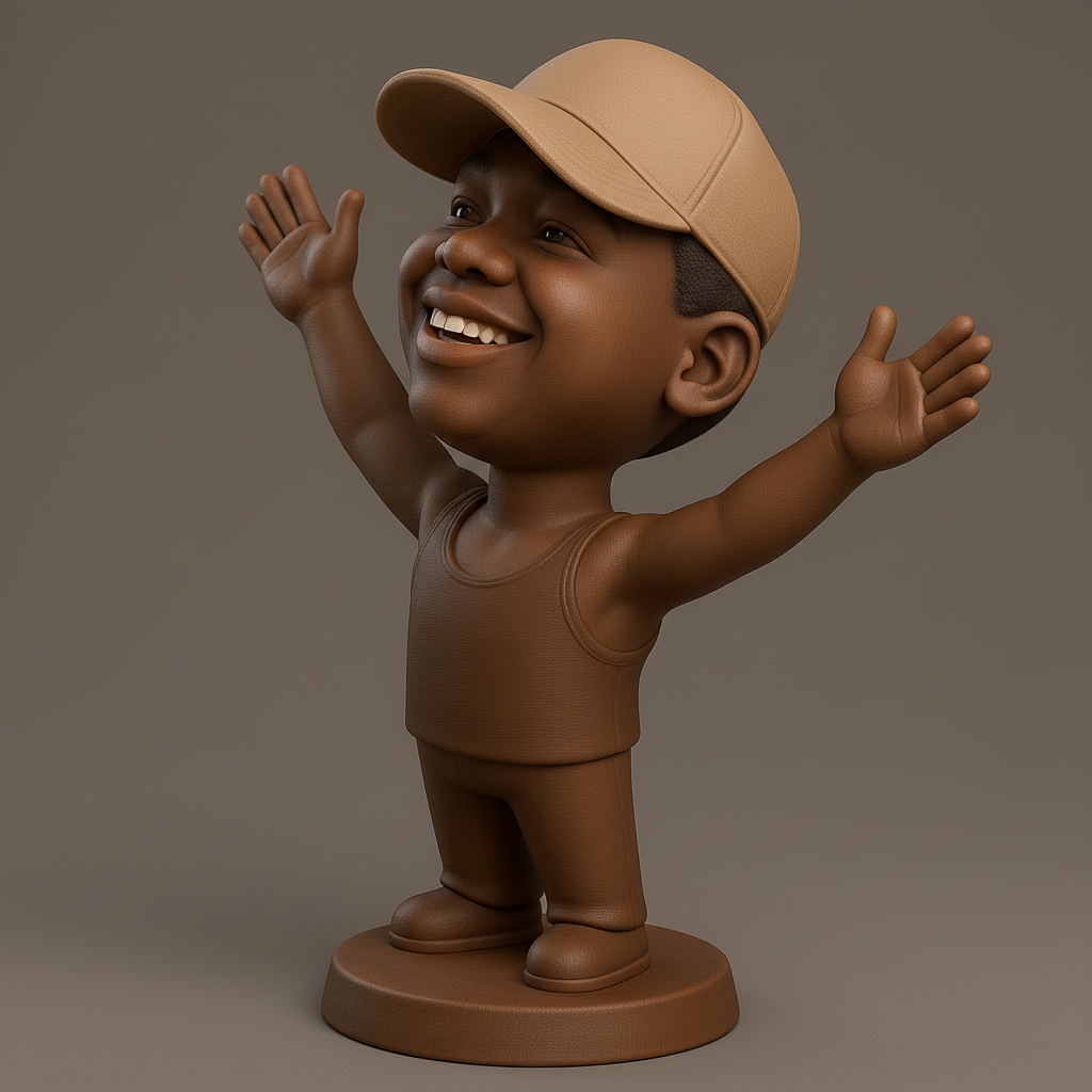 face anatomy 3d model-create 3d face model from photo_Joyful Kid Figurine with Arms Raised