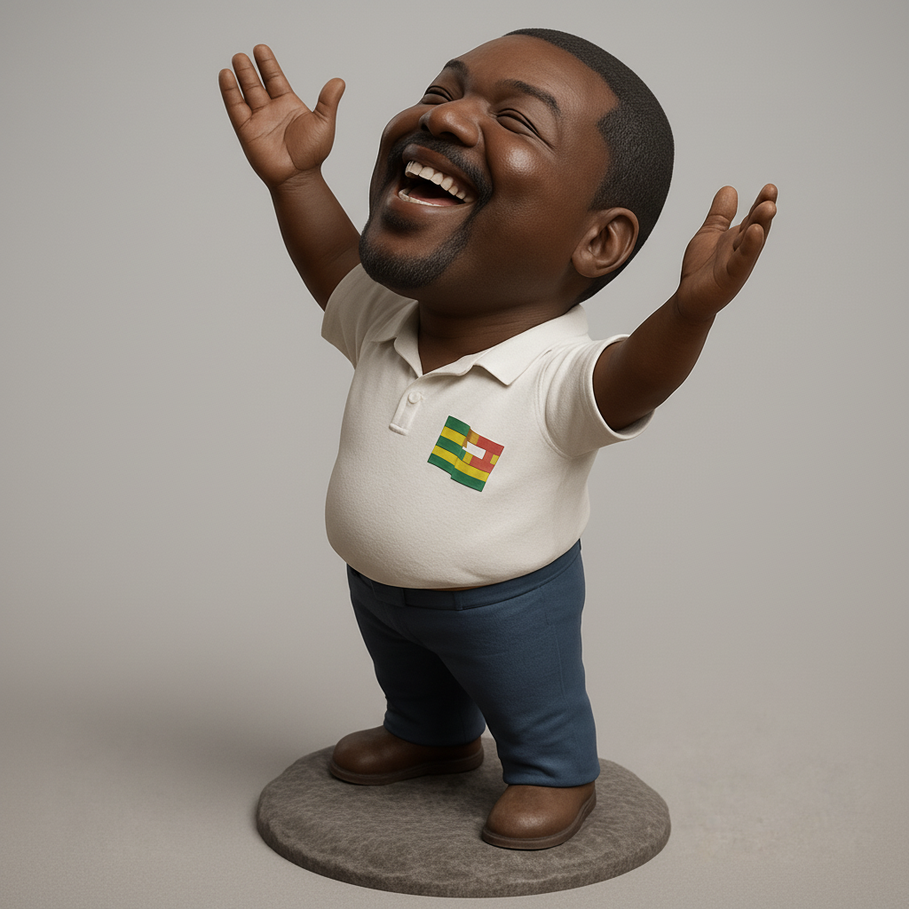 face to 3d model ai-3D portrait printing from photo_Joyful Celebration Man Figurine - Togo Flag Shirt