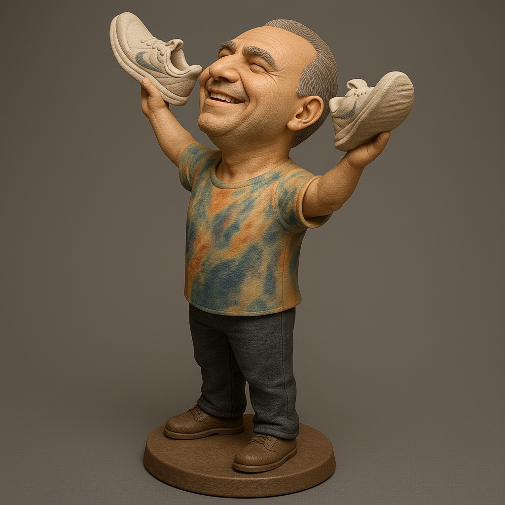 silhouette 3d printer maker-3d portrait printing_Joyful Sneaker Enthusiast Figurine