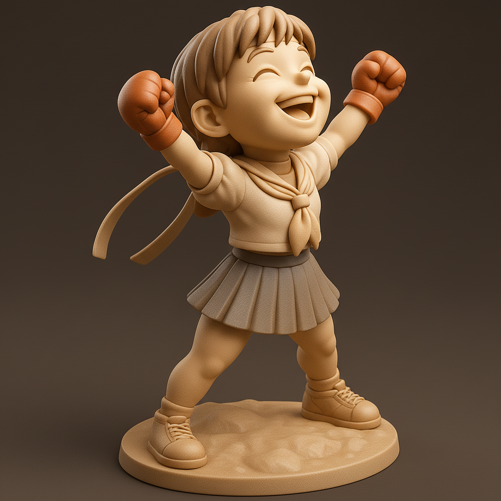silhouette 3d printer maker-3d portrait printing_Joyful Champion: Celebratory Kid Figure