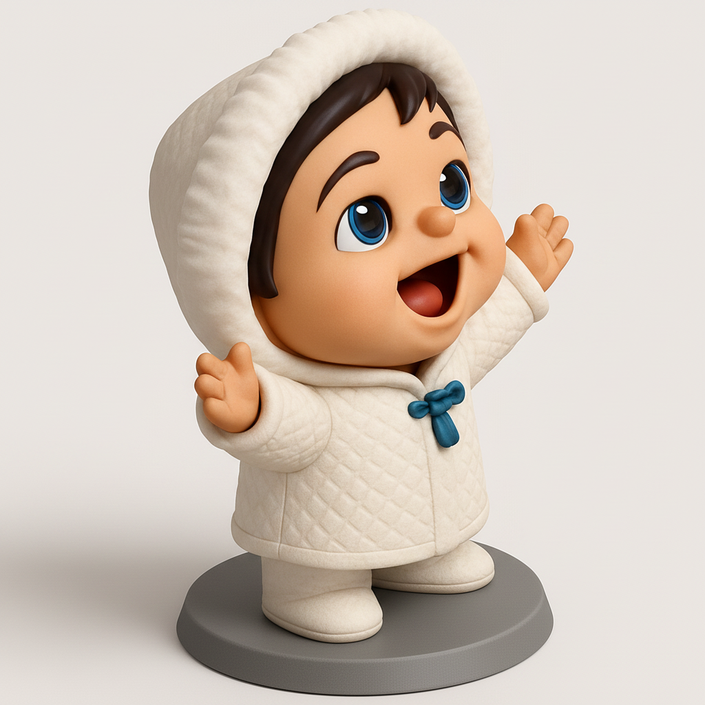 face to 3d model ai-3D portrait printing from photo_Cute Quilted Baby Figurine: Joyful Desk Decor