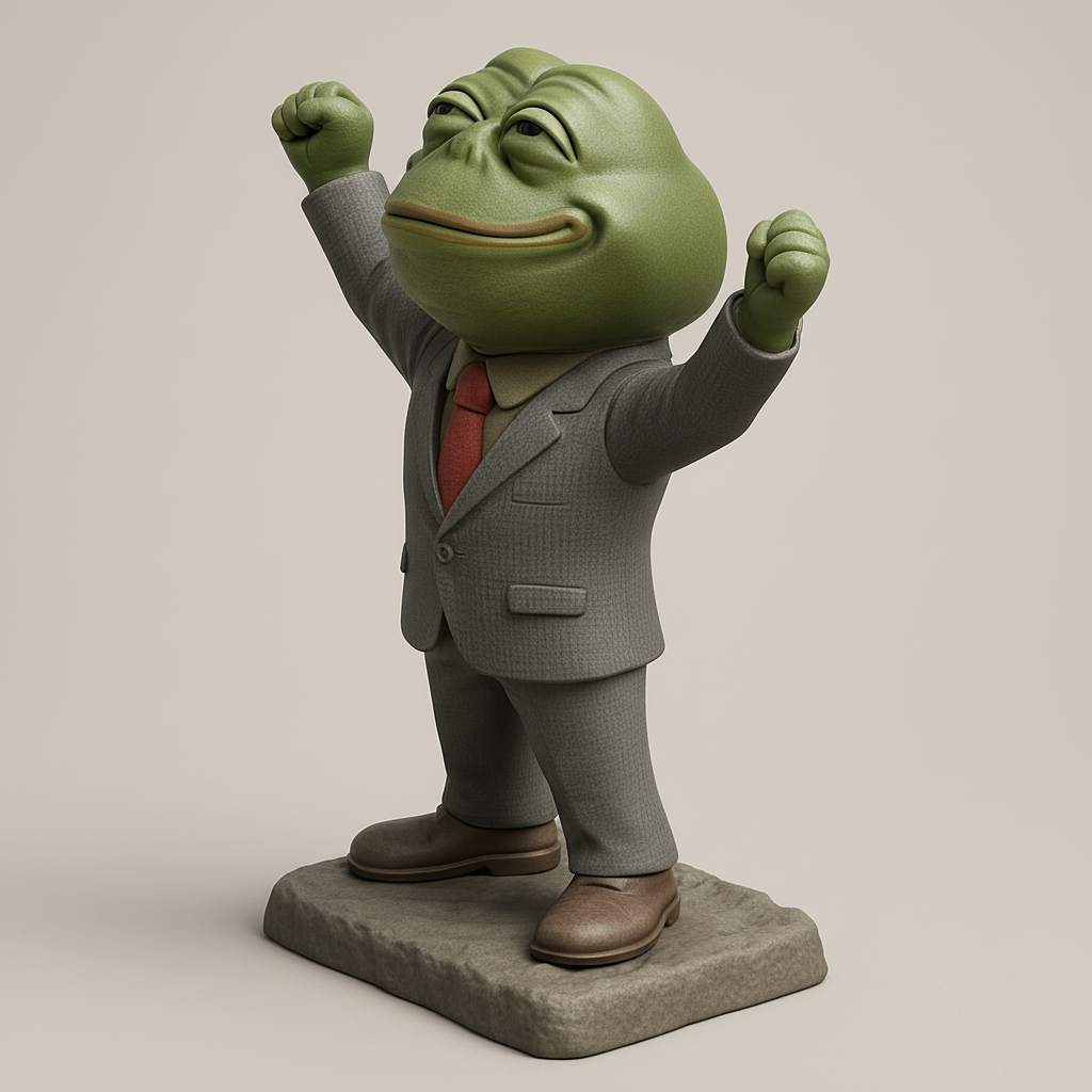 face to 3d model ai-3D portrait printing from photo_Victorious Pepe in Suit: Celebrate Your Success!