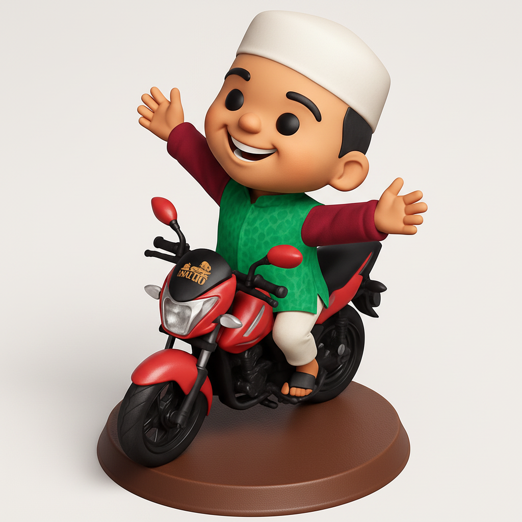 face to 3d model ai-3D portrait printing from photo_Bring Joy Home: Happy Biker Figurine Decoration