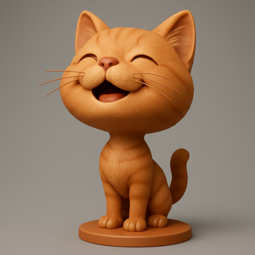 face anatomy 3d model-create 3d face model from photo_Joyful Laughing Cat Figurine - Instant Mood Booster!