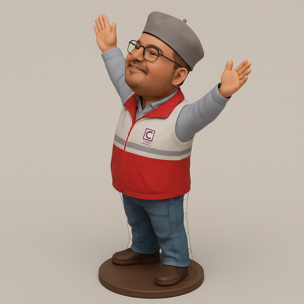 face anatomy 3d model-create 3d face model from photo_Smiling Courier Figurine - Perfect Desk Companion!