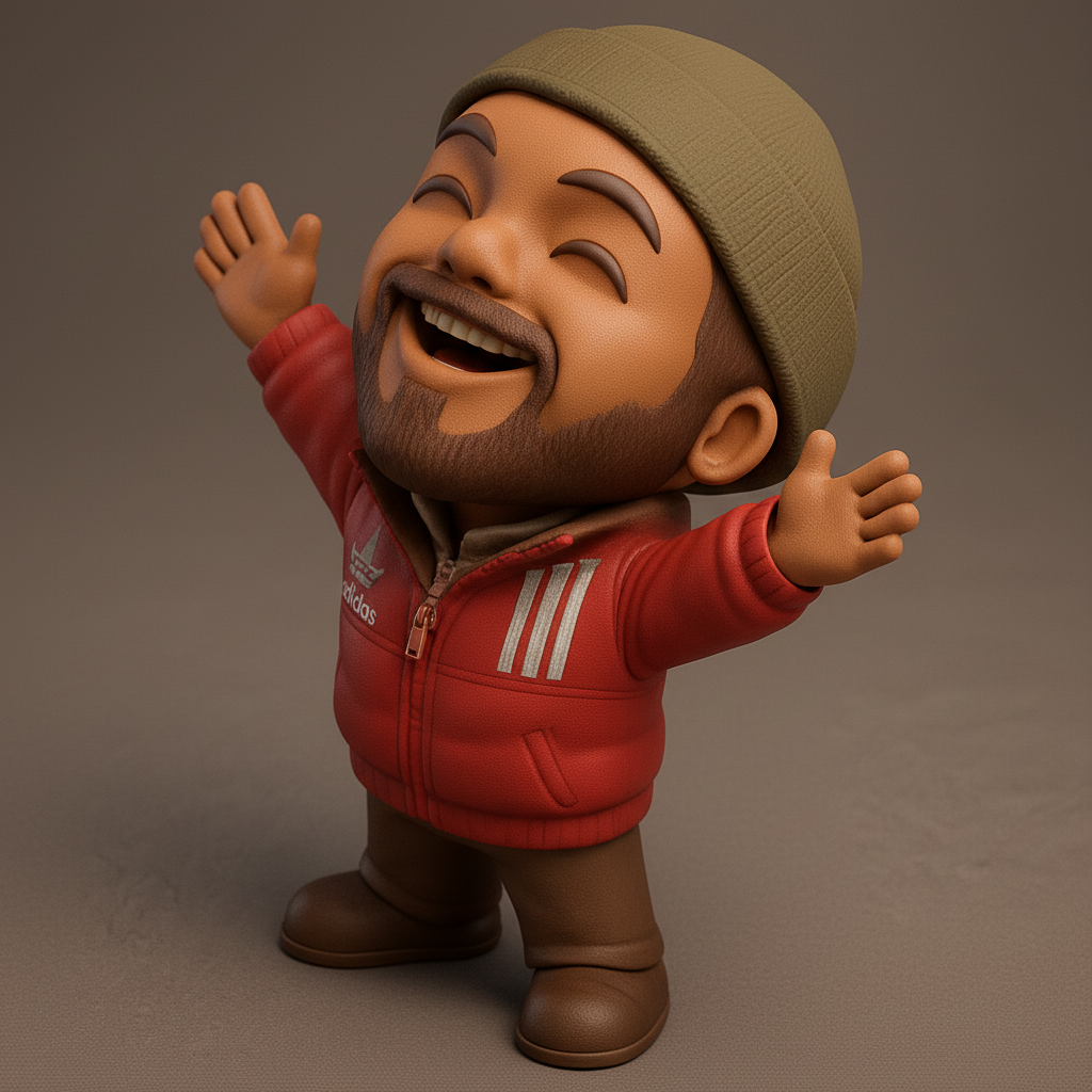 face to 3d model ai-3D portrait printing from photo_Happy Bearded Character - Adidas Style Desk Buddy