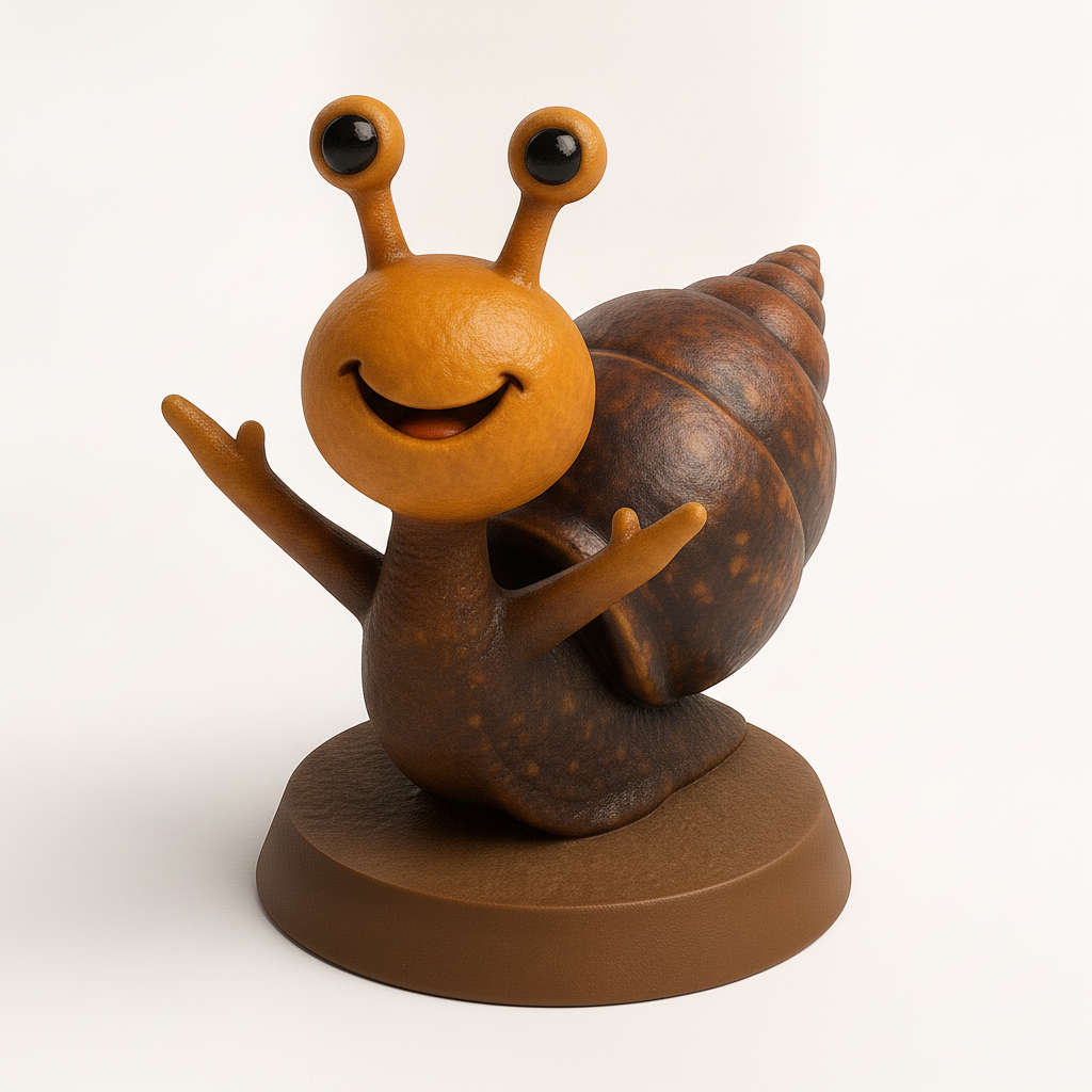 face anatomy 3d model-create 3d face model from photo_Cheerful Snail Buddy – Print a Smile for Your Space!