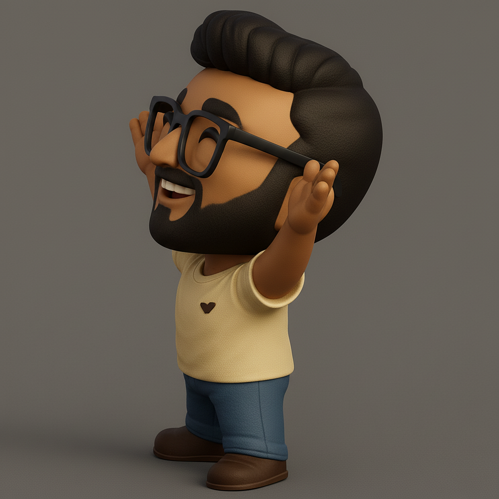 face anatomy 3d model-create 3d face model from photo_Joyful Bearded Chibi Guy 3D Print - Expressive Desk Buddy