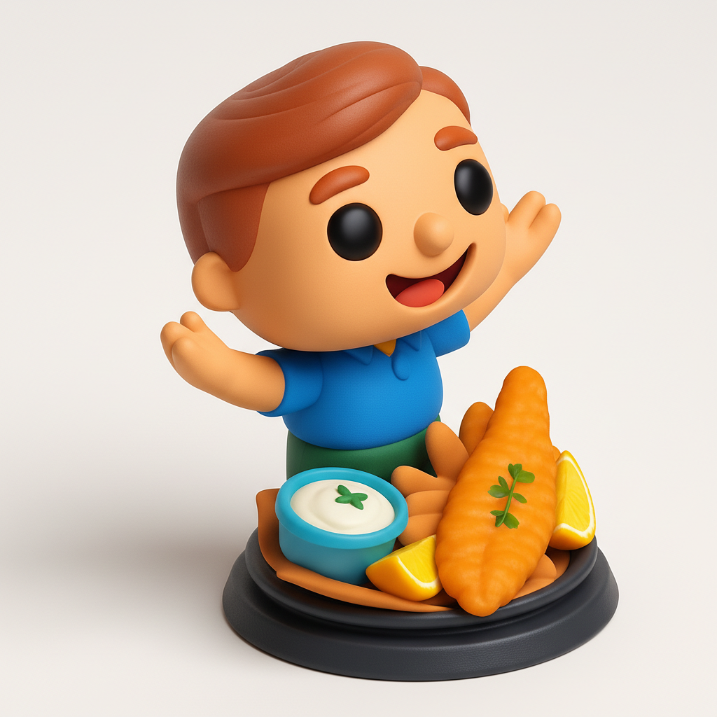 face to 3d model ai-3D portrait printing from photo_Happy Fish & Chips Pal Figurine -