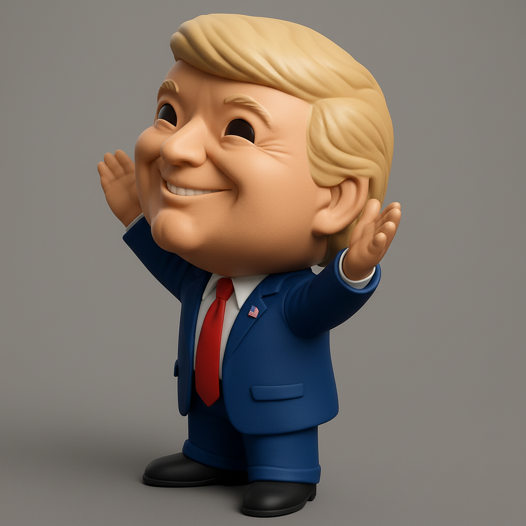 face anatomy 3d model-create 3d face model from photo_Smiling POTUS Figure - Iconic Collectible 3D Print