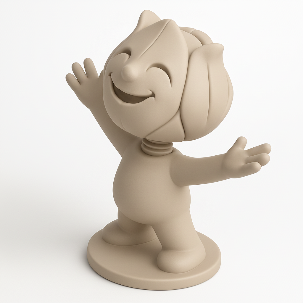 face anatomy 3d model-create 3d face model from photo_Smiling Sprout Bobblehead for a Boost of Joy