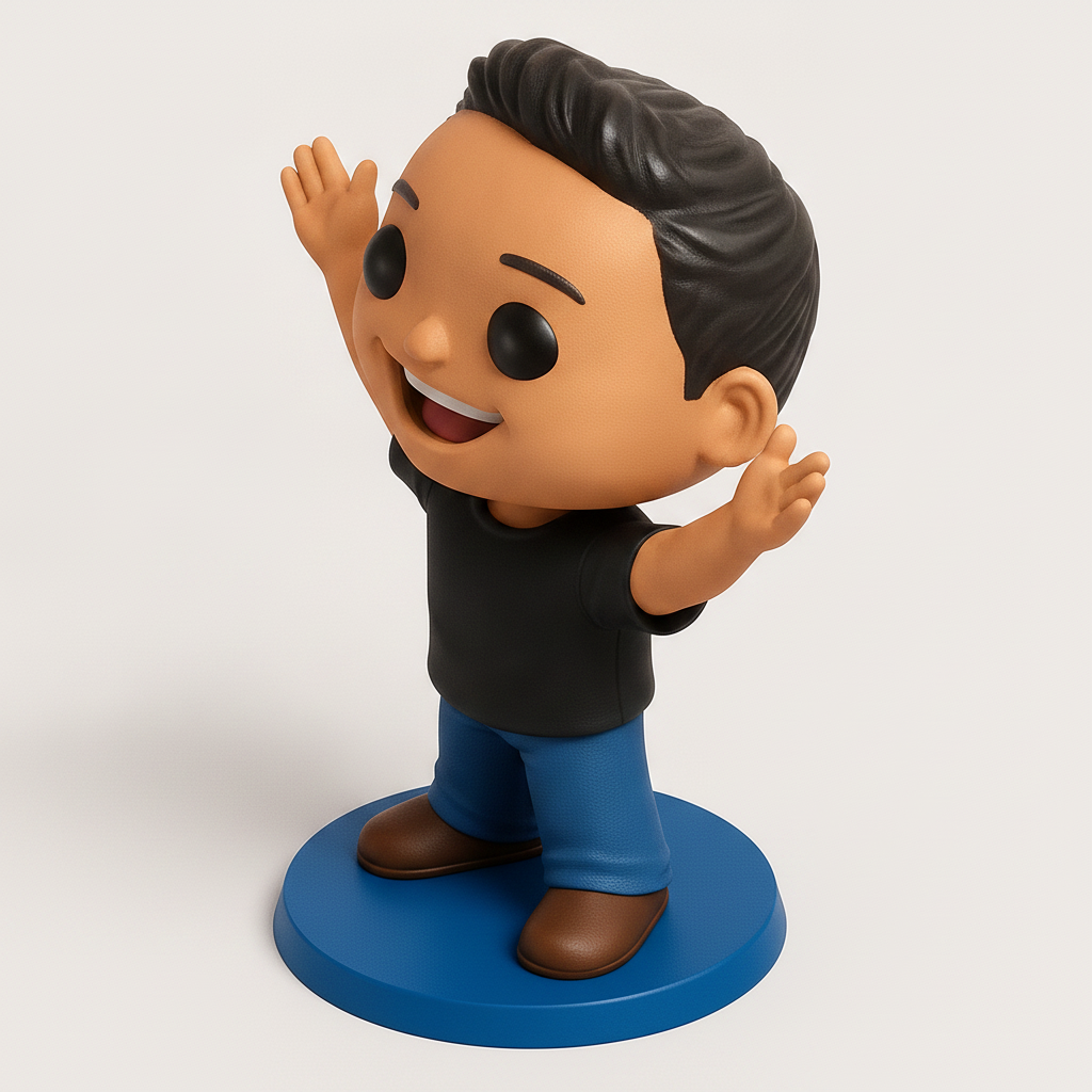 face anatomy 3d model-create 3d face model from photo_Cheerful Waving Chibi Figurine: Personalize & Print!