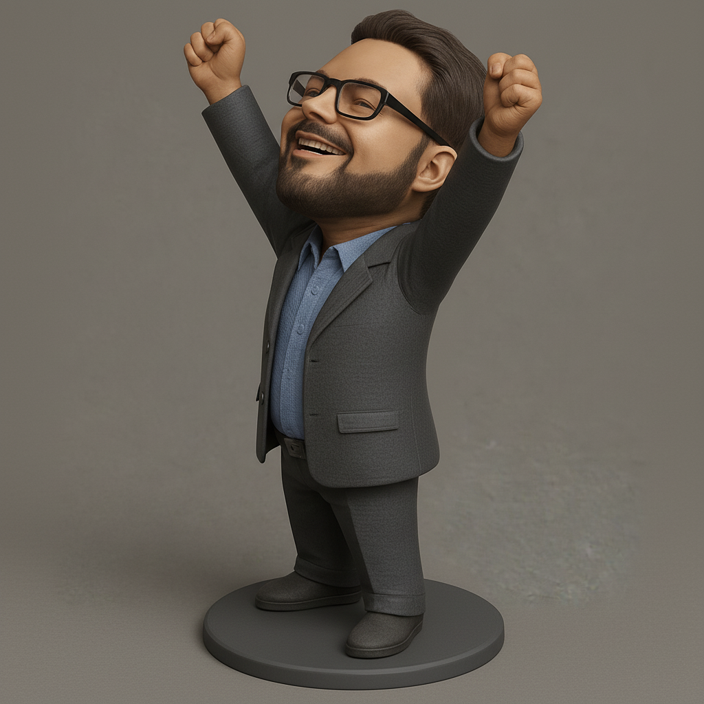 face to 3d model ai-3D portrait printing from photo_Celebration Bobblehead: A Toast to Your Triumphs!