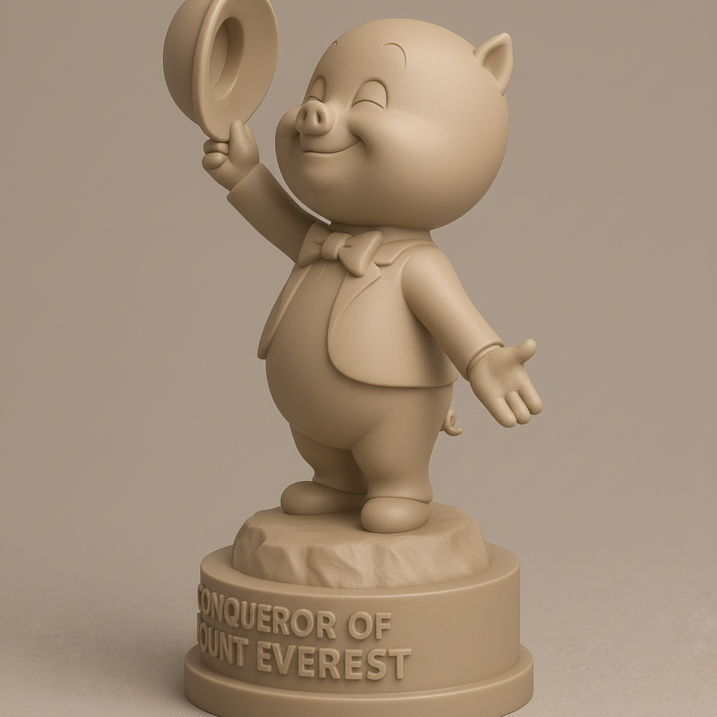 silhouette 3d printer maker-3d portrait printing_Charming Piggy Conqueror Statue