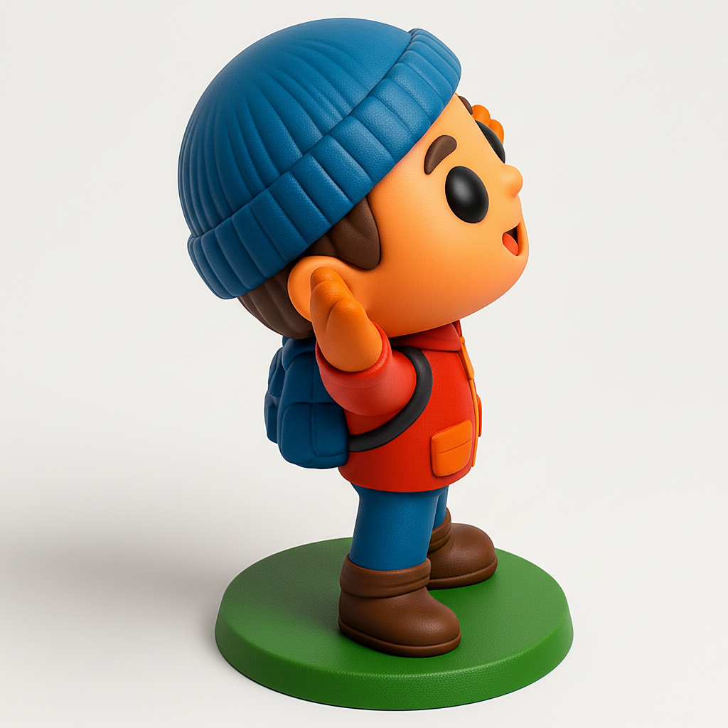 face to 3d model ai-3D portrait printing from photo_Cheerful Hiker Figurine: Print Your Own Adventure!