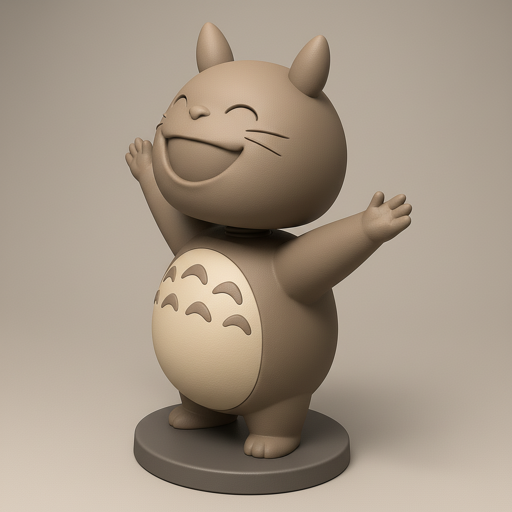 silhouette 3d printer maker-3d portrait printing_Joyful Totoro Figurine for 3D Printing