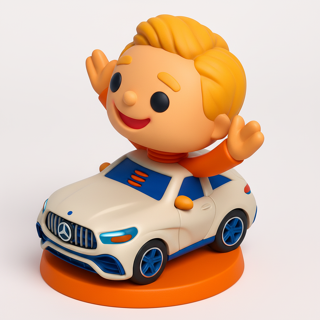 face to 3d model ai-3D portrait printing from photo_Smiling Driver Mercedes Bobblehead Desk Toy