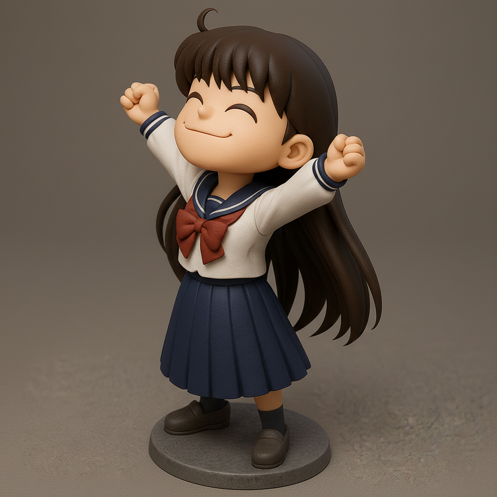 face anatomy 3d model-create 3d face model from photo_Joyful Schoolgirl Figure - Perfect for Display!