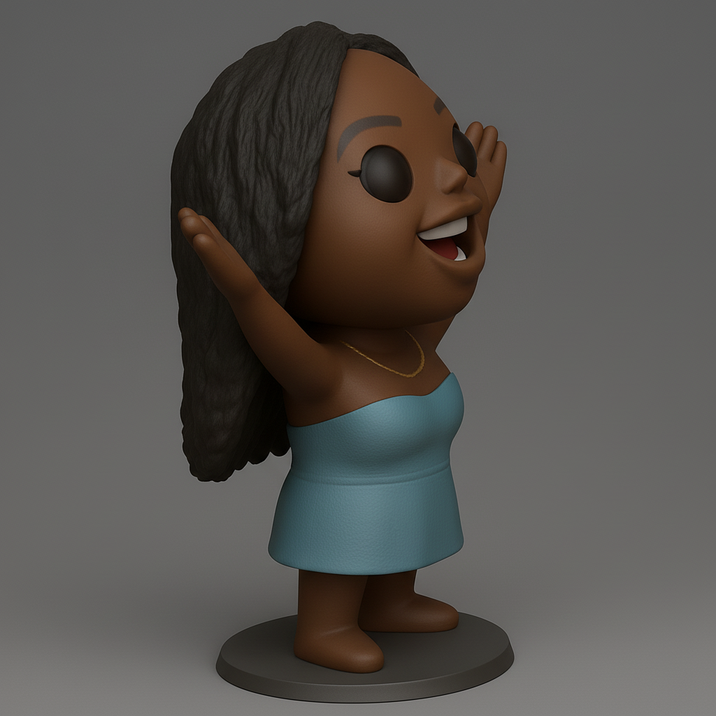 face anatomy 3d model-create 3d face model from photo_Celebrate Joy: Cheerful Woman Collectible Figurine