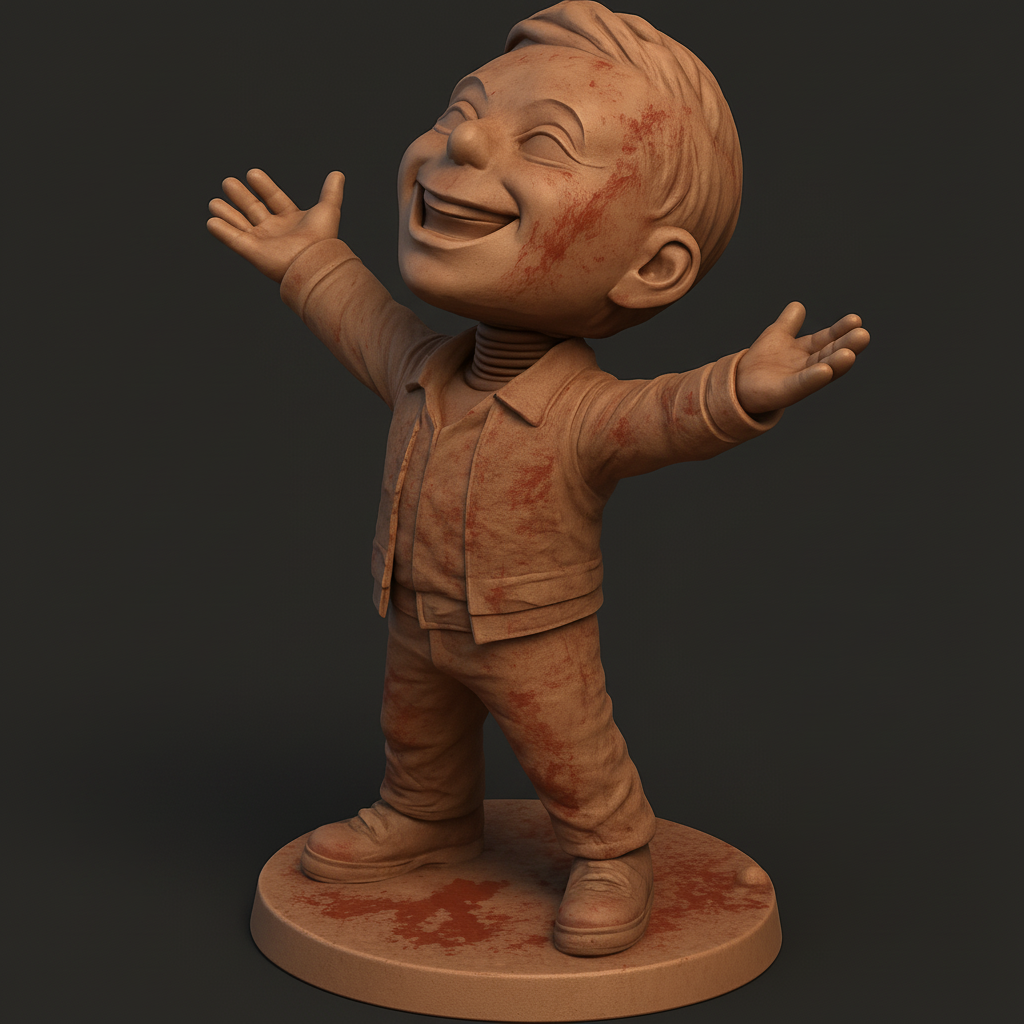 silhouette 3d printer maker-3d portrait printing_Joyful Child Statue for 3D Printing