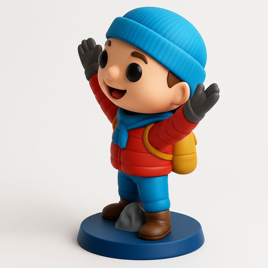 face anatomy 3d model-create 3d face model from photo_Cheery Hiker Figurine - Your Next Desk Companion!