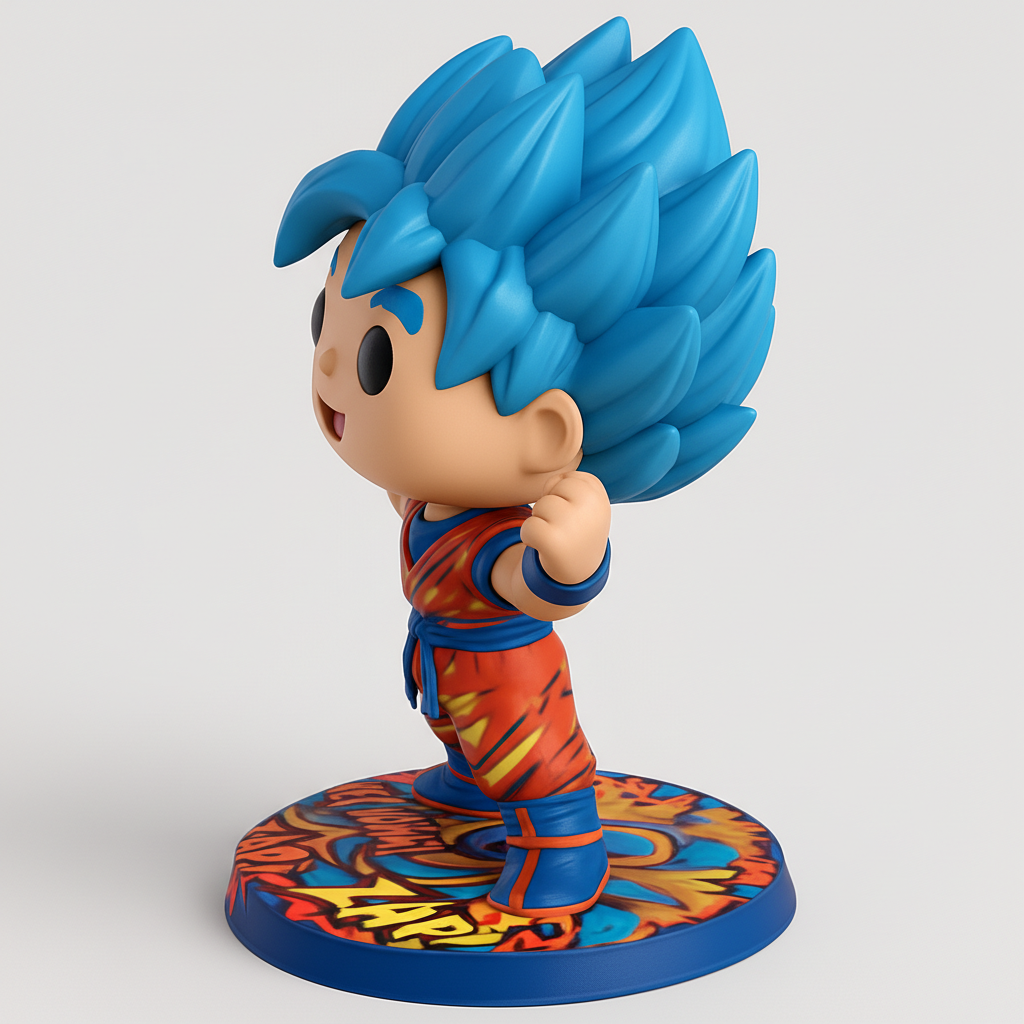 face to 3d model ai-3D portrait printing from photo_Dynamic Goku SSJ Blue Pop Style Figure with Base