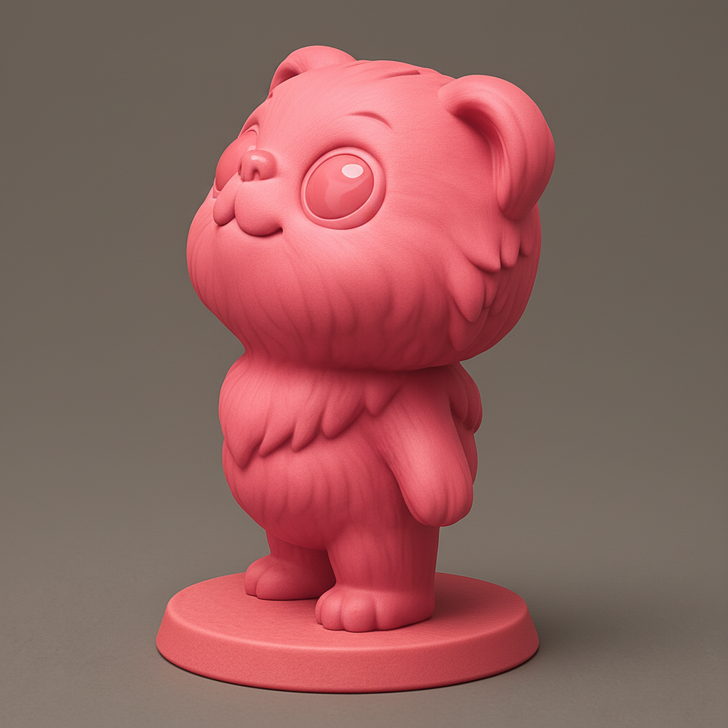 face to 3d model ai-3D portrait printing from photo_Whimsical Fluffy Creature Figurine: Your Cute Desk Pal