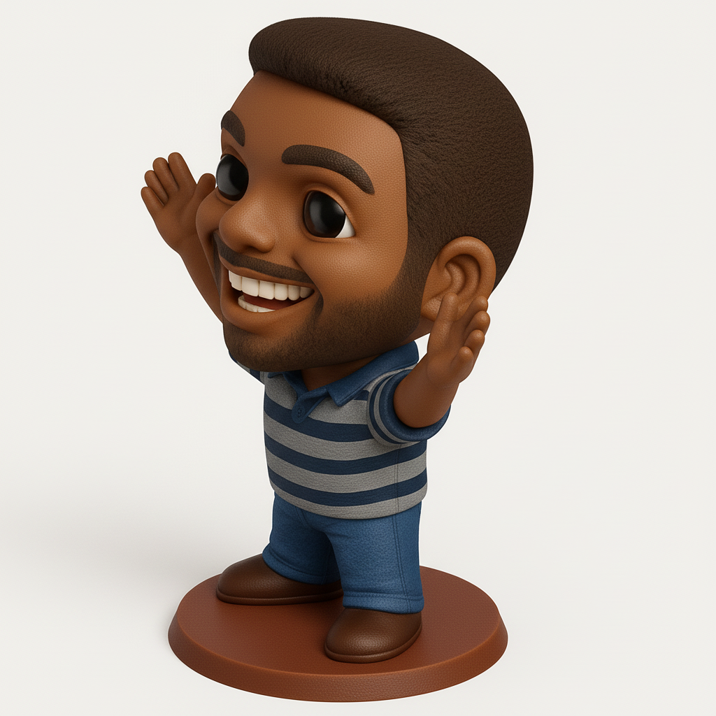 face to 3d model ai-3D portrait printing from photo_Joyful Chibi Collectible Figurine