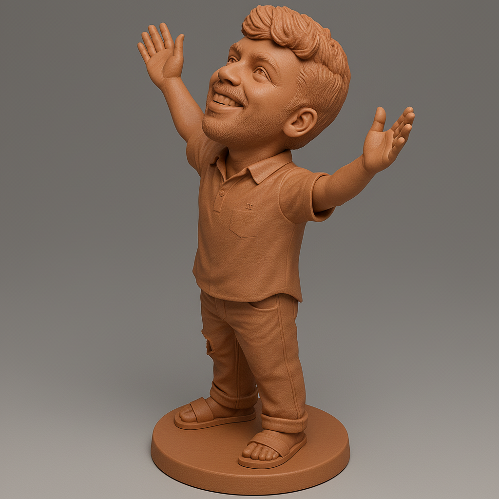silhouette 3d printer maker-3d portrait printing_Joyful Character with Outstretched Arms