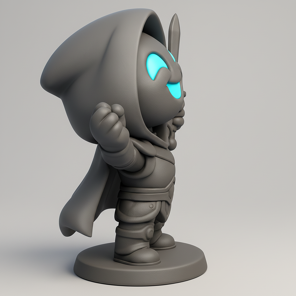 face anatomy 3d model-create 3d face model from photo_Chibi Glow-Face Knight: Your Desktop Adventure Hero!