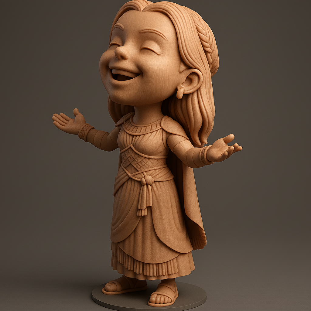 silhouette 3d printer maker-3d portrait printing_Joyful Princess 3D Model for Printing