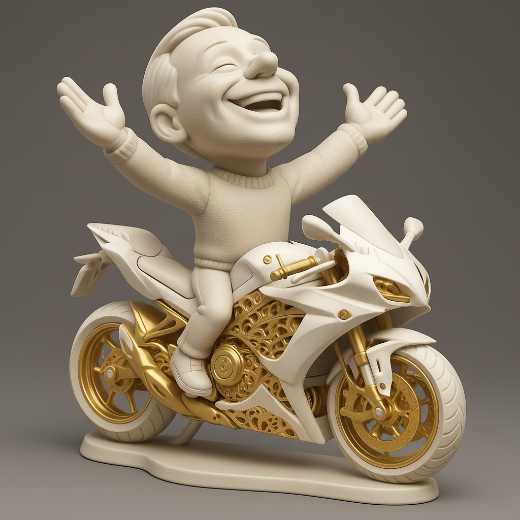 silhouette 3d printer maker-3d portrait printing_Joyful Rider on a Stylish Motorcycle