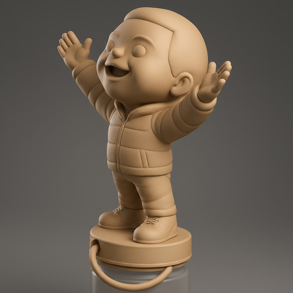 face anatomy 3d model-create 3d face model from photo_Joyful Child Bottle Cap Topper