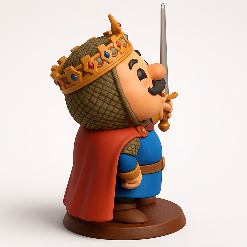 face to 3d model ai-3D portrait printing from photo_Smiling King with Sword