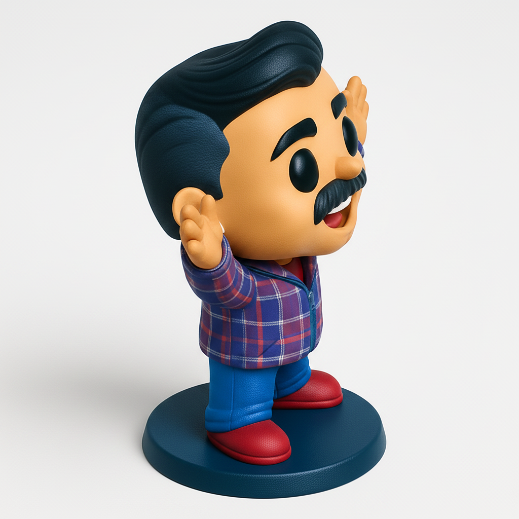 face to 3d model ai-3D portrait printing from photo_Stylized Moustachioed Fan Figure - Desk Buddy