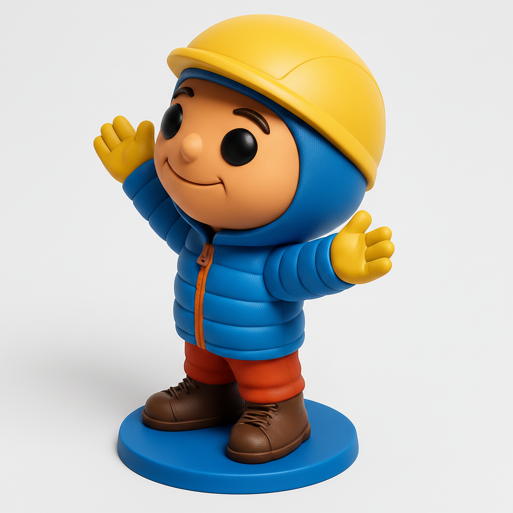 face to 3d model ai-3D portrait printing from photo_Charming Construction Buddy Figurine