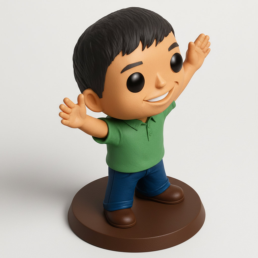 face to 3d model ai-3D portrait printing from photo_Cheerful Funko-Style Boy Figurine - Print Your Joy!