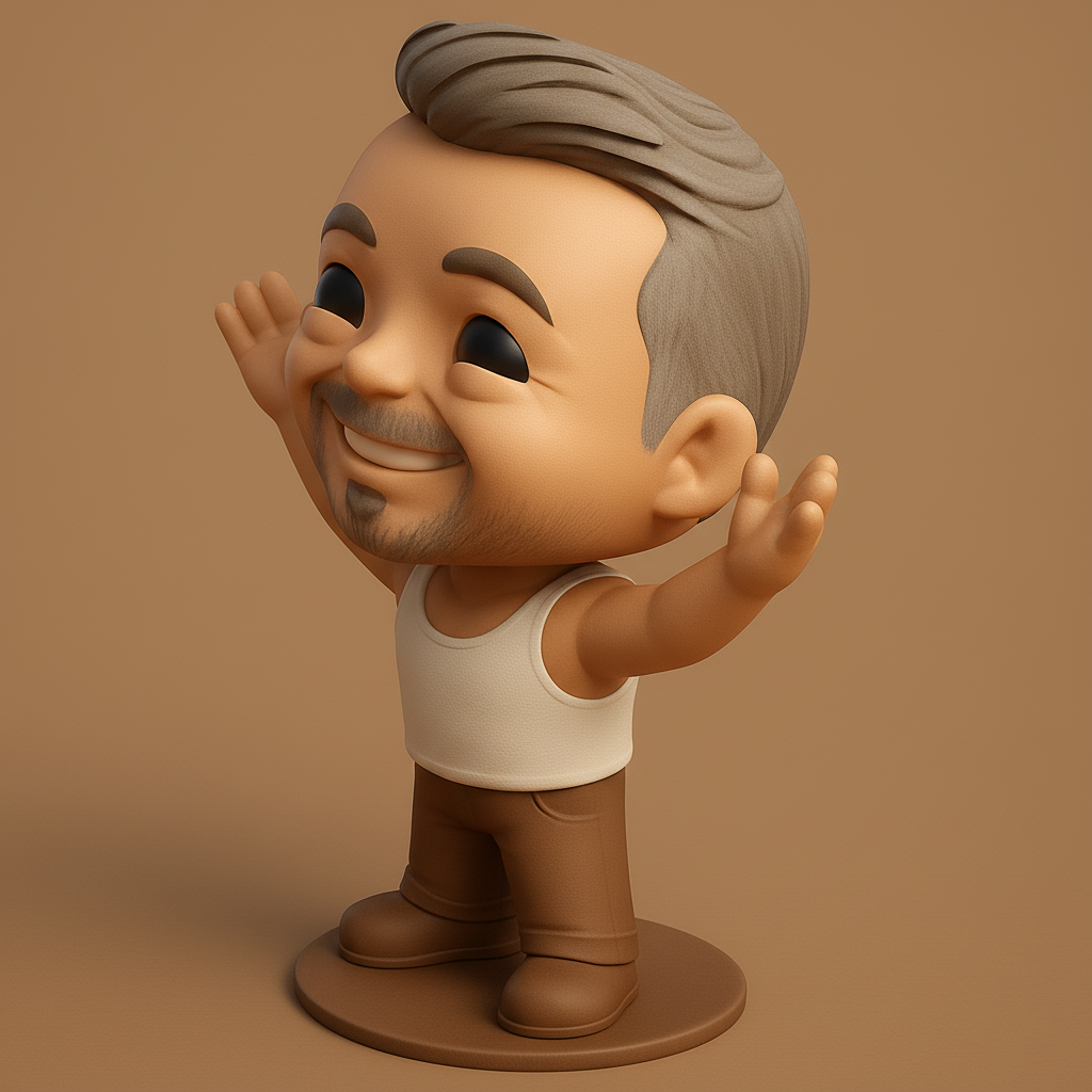 face to 3d model ai-3D portrait printing from photo_Happy Hugs Goatee Figurine - Your Desk's New Bestie!