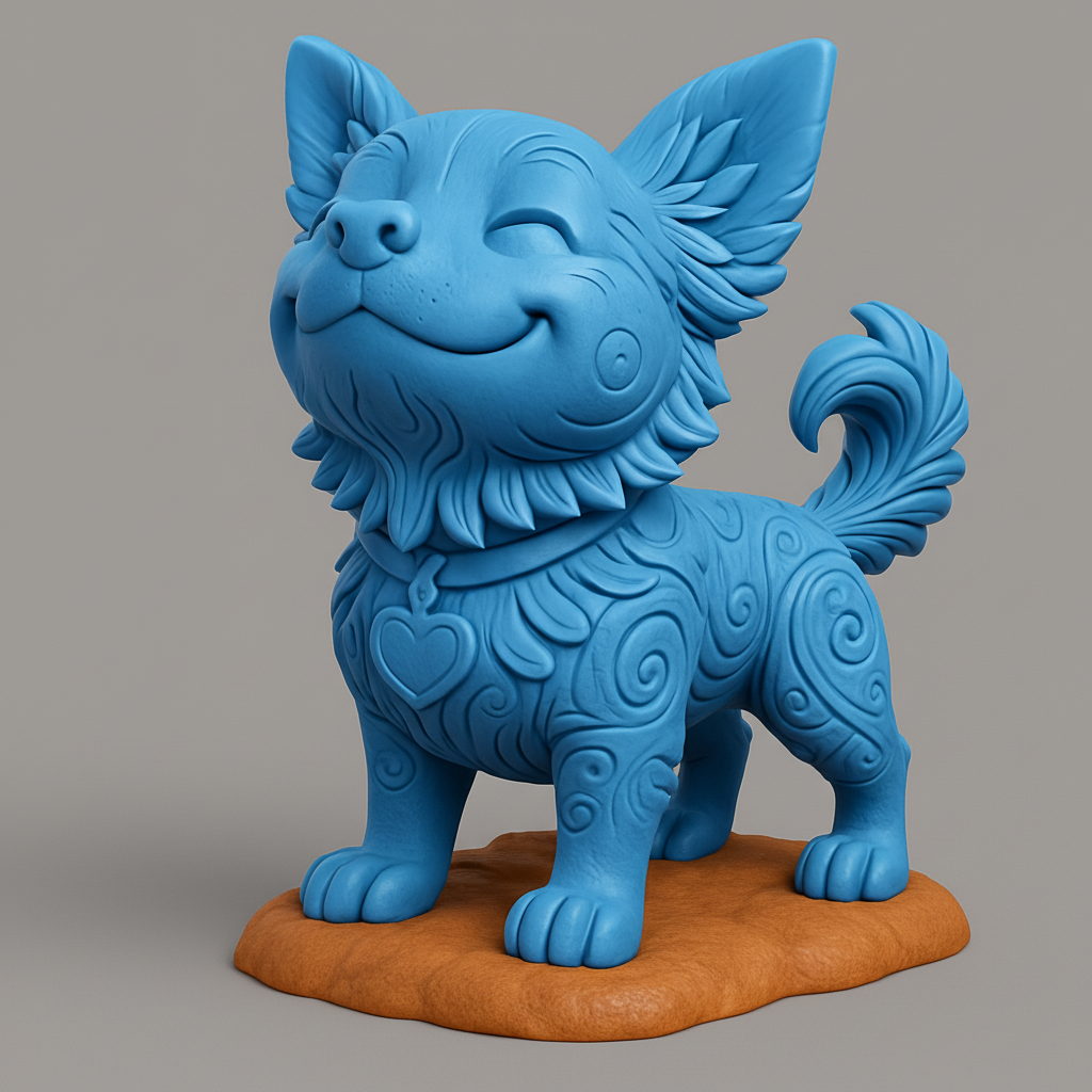 face to 3d model ai-3D portrait printing from photo_Joyful Pup Figurine: Detailed Artistic 3D Print Model