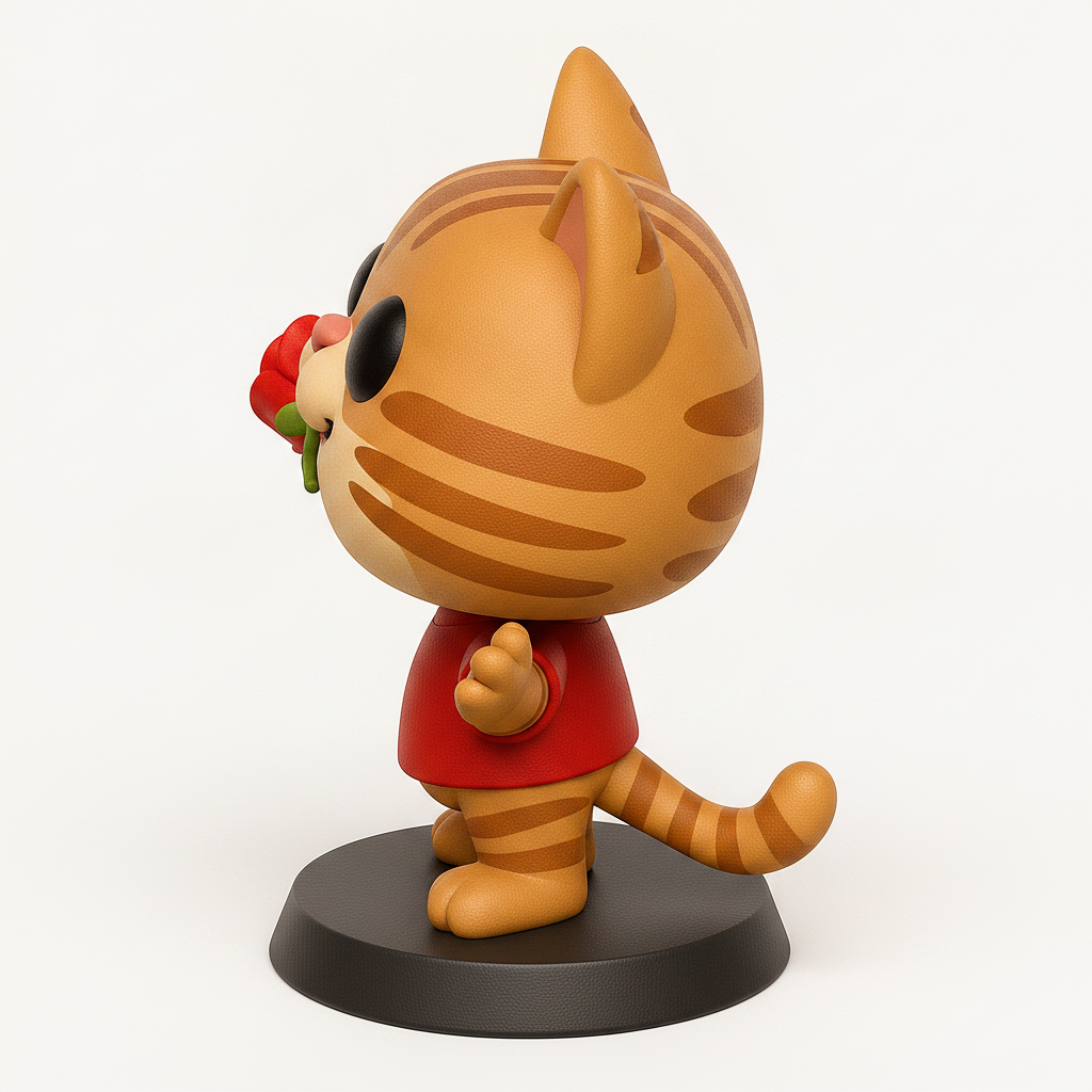 face anatomy 3d model-create 3d face model from photo_Sweet Valentine Cat with Rose - Express Your Affection