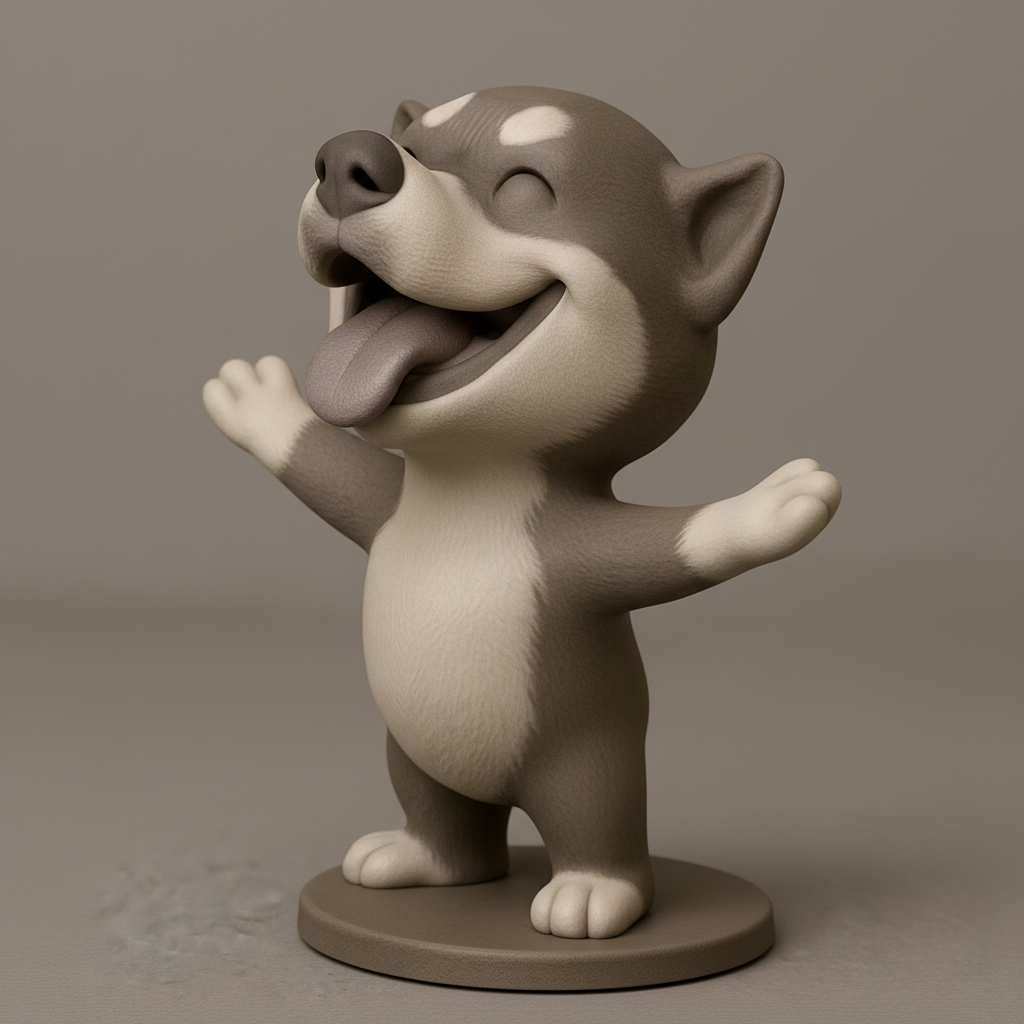 face to 3d model ai-3D portrait printing from photo_Delightful Happy Puppy Figurine - Bring Joy Home!