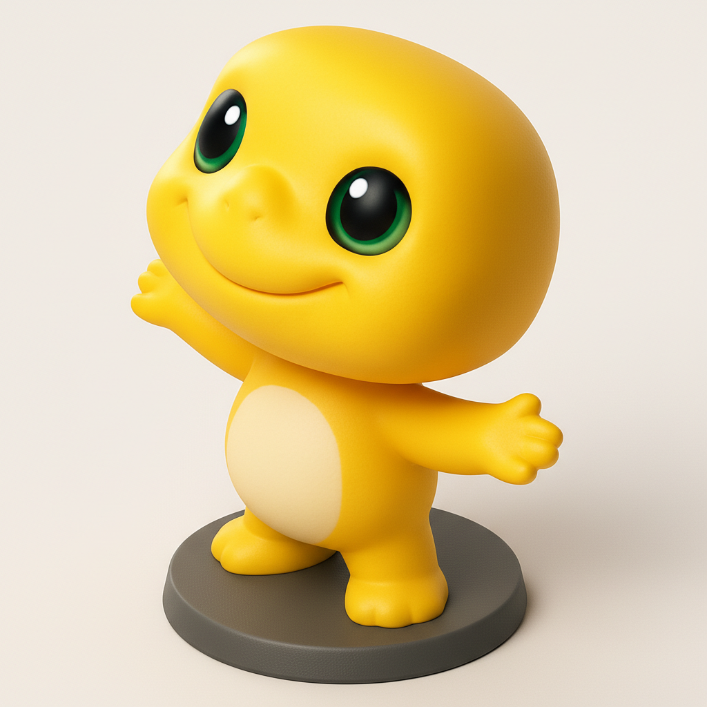 face anatomy 3d model-create 3d face model from photo_Adorable Yellow Creature Figurine - dinokon