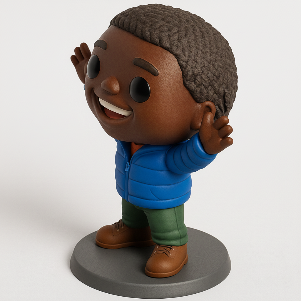 face anatomy 3d model-create 3d face model from photo_Funko-Style Joyful Boy Figure - Warm Welcome