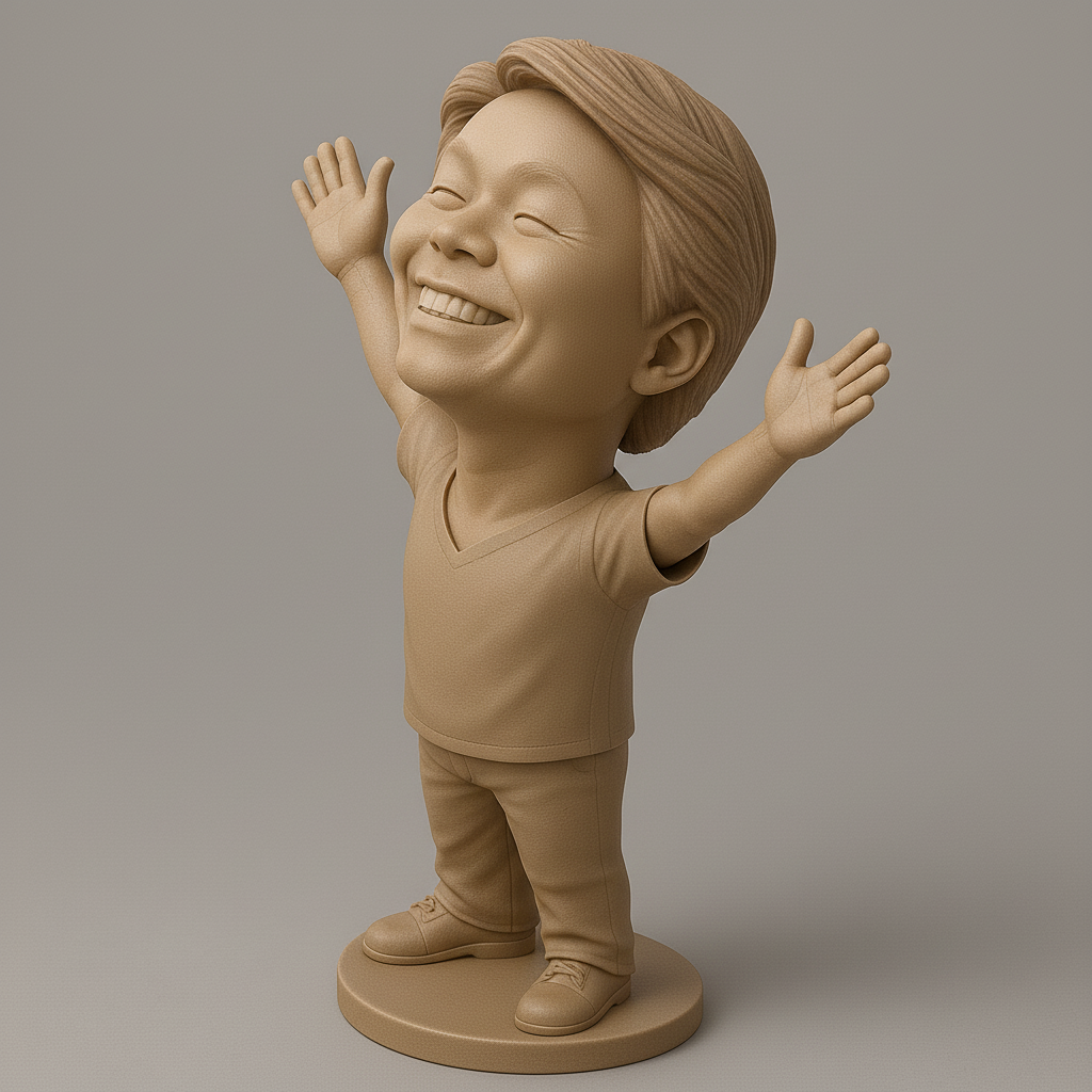 face anatomy 3d model-create 3d face model from photo_Joyful Kid Figurine with Open Arms