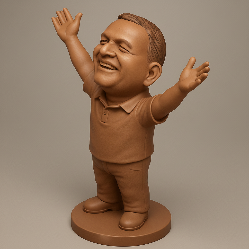 face to 3d model ai-3D portrait printing from photo_Joyful Man Figurine: Happy Desk Buddy Bobblehead