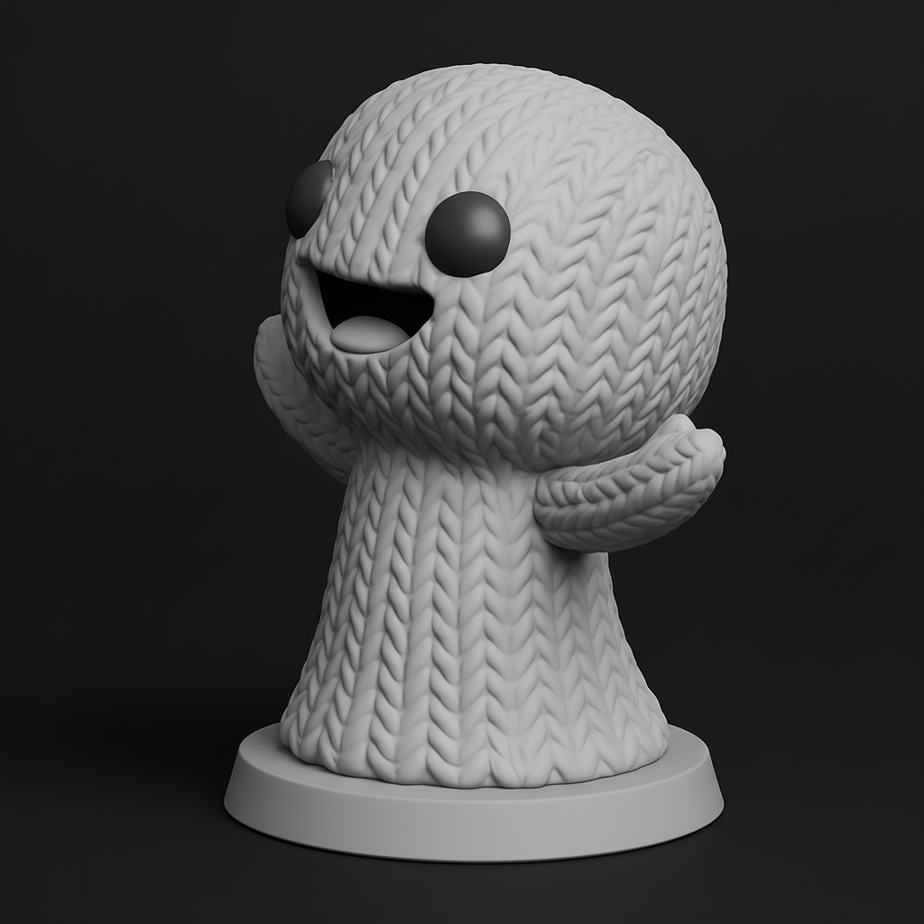 face anatomy 3d model-create 3d face model from photo_Happy Knitted Creature Print - Adorable Desk Pal