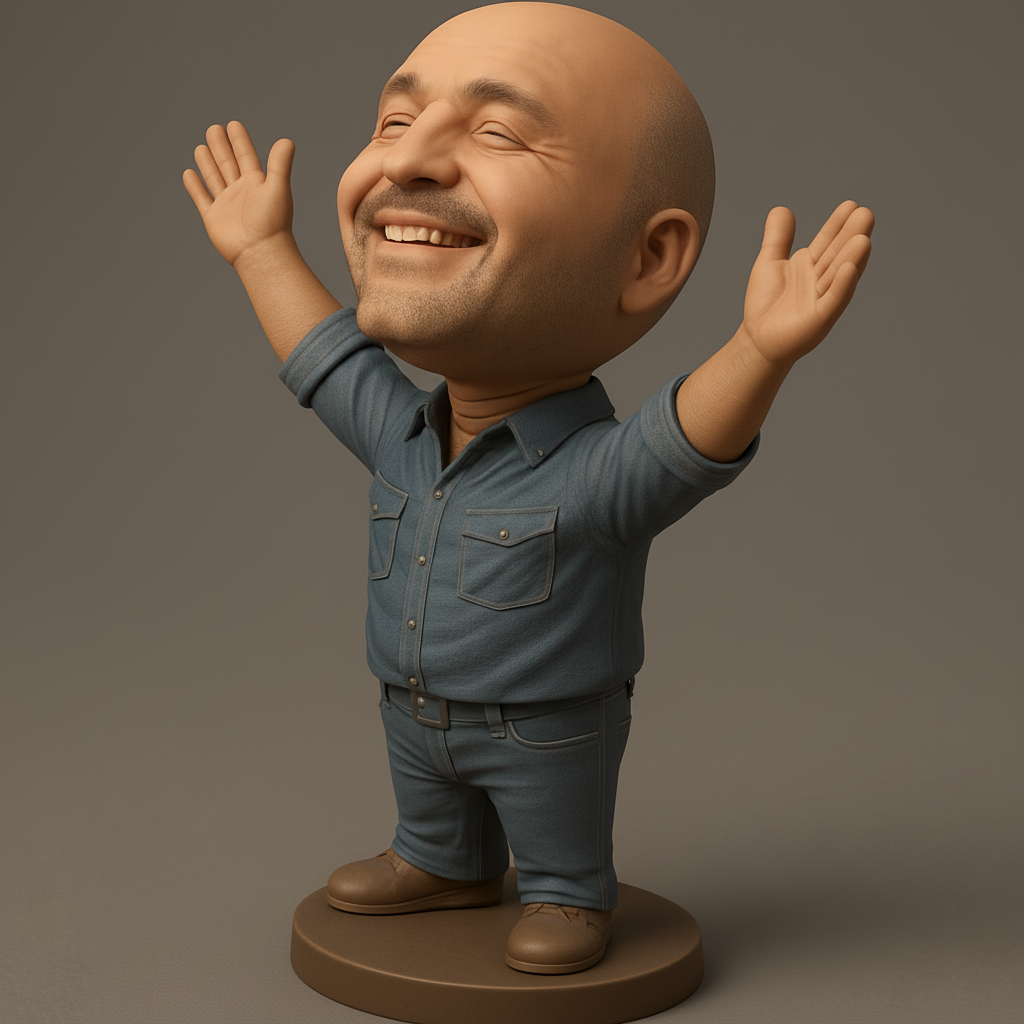 silhouette 3d printer maker-3d portrait printing_Happy Guy Bobblehead: Spread Joy & Positivity!